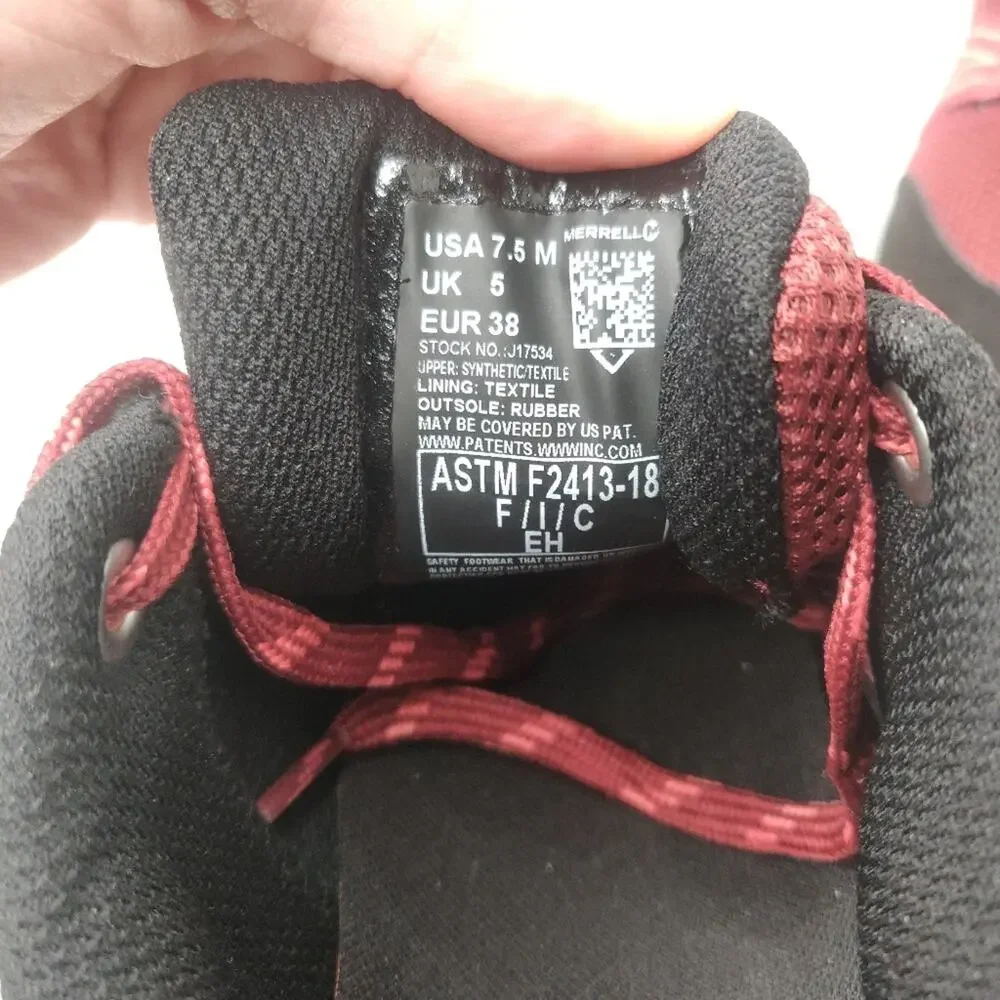 New Red Merrell Steel toe safety boot sz 7.5